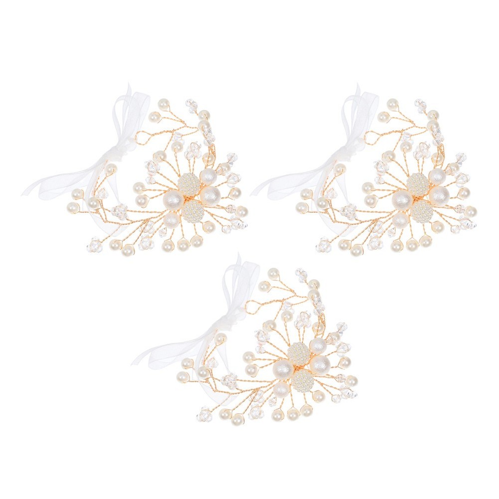 3 Pcs Wrist Corsage Wedding Hand Flowers Bridal Bracelet Bridesmaid
