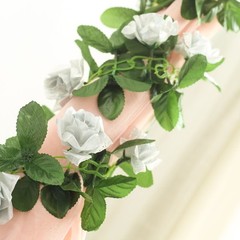 6 ft 3D Silver Chain SILK ROSES Garland Wedding Flowers Bouquets Light Gray