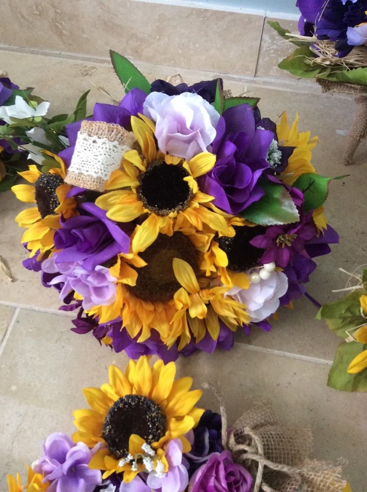 WEDDING FLOWERS sunflower bouquets bridal decorations add RECEPTION 7 bouquet