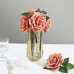 24 DUSTY ROSE 5″ FOAM ROSE Flowers Stems Wedding Events Decorations Supplies