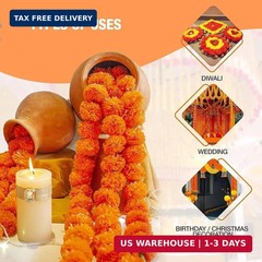 5 PC – 5 feet Marigold Garland |Indian/American Wedding Party Mantle Decoration,