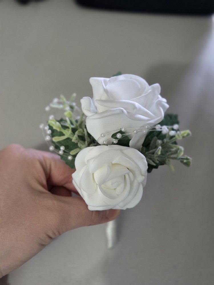 New Eucalyptus And White Roses Wedding Corsages Set Of 11