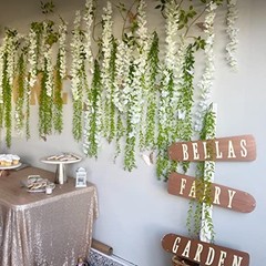 Artificial Wisteria Hanging Flowers Fake Wisteria Flower Garland Silk 12 White