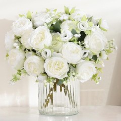 2 Packs Peonies Artificial Flowers, White Artificial Peonies, Silk Peonies Flowe