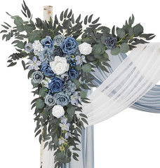 Dusty Blue Wedding Arch Flowers & Drapes Kit – 4 Pack for Ceremony Decor