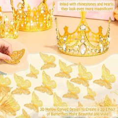 Gold Crowns for Flower Bouquets, Flower Bouquet Accessories Including 4 Pcs Bouq