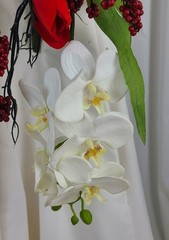 Orchids and Tulips Contemporary Faux Cascade Wedding Bouquet