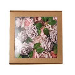 PINK CORAL Foam Roses Peonies Silk Florals Artificial Flowers Box Party Supplies