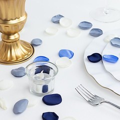 400 DUSTY BLUE IVORY Silk Rose Petals Matte Artificial Flowers Table CONFETTI