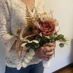 Bridal Wedding Bouquet Exquisite Budget Handmade Faux Floral Champagne Red/ Pink