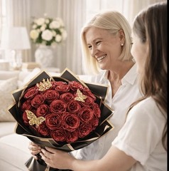 Ramo de Rosas Eternas con Brillantina 36 Pcs