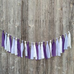 Mybbshower Chiffon Tsaasel Garland for Wedding Tea Party 20 inches, White