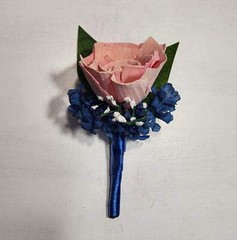 Pastel Pink Peach Royal Blue Rose Calla Lily Sola Bridal Wedding Bouquet Accesso