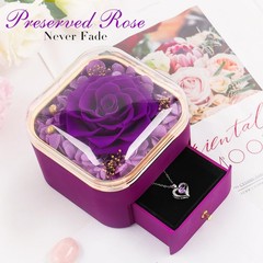 Beferr Birthday Gifts for Women Preserved Real Rose with 16 cm, A Purple