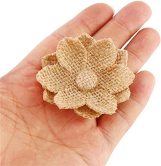 Natural Burlap Flowers Handmade Burlap Rose for Wedding Decoration and Floral Cr