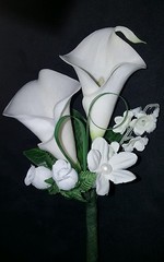 Wedding double calla lily grooms best men father boutonniere