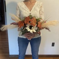 Bridal Wedding Bouquet Hand made Budget Friendly Faux Flowers Gal Orange Red