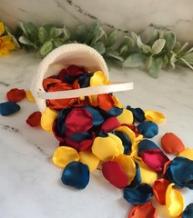 Teal, Burgundy Rust Yellow Sunflower Fall Wedding Decor Flower Petals I Do BBQ