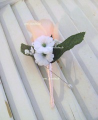 Peach~White~Ivory~Red~Rose~Pin Boutonniere~Satin wrapped stem~Wedding~Prom