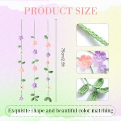 15ft Crochet Flower Garland, 6 Pcs (2.5ft Each) Knitting Yarn Colorful Flowers