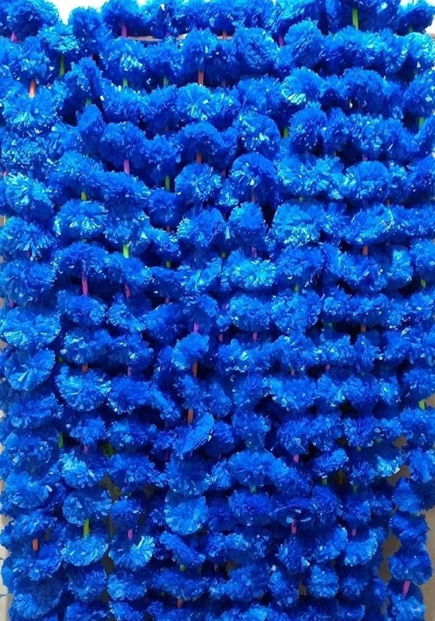 Artificial Marigold Fluffy Flowers Garlands for Diwali Genda Phool pack of -5