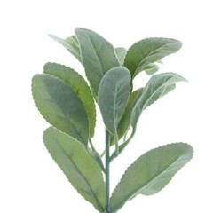 4 Frosted Green 12-Inch Artificial Flocked Lambs Ear LEAVES SPRAYS STEMS Party