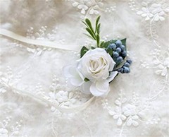 Rose Wedding Wrist Corsage and Boutonniere Set Party Prom Hand Ribbon Flower …