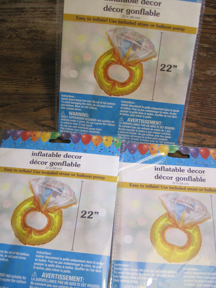 LOT 3 Diamond Ring Foil 22″ INFLATABLE Wedding/Engagemen/Anniversary Party Decor