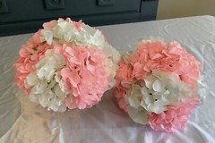Set of 2 Pink and white hydrangeas wedding bouquets