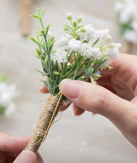 Ling’s Moment Boutonniere for Men, 10pcs Groomsmen Guest Boutonniere W/ Pins