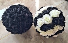 Black Rose Flower Ball Wedding decoratin Ball Kissing Ball 11-12 Inches