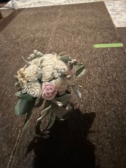 Off White Blush Pink w/greens Bouquet Artificial Sola Wood Wedding Flowers