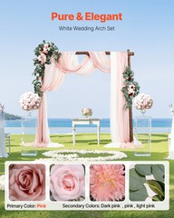 Uimoso Artificial Wedding Arch Flowers Kit Pink With 2 Pcs Flowers 3 Pcs Drapes