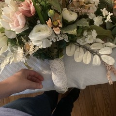 Bridal Wedding Bouquet Exquisite Budget Handmade Faux Floral Champagne Red/ Pink