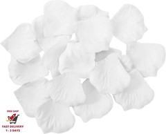 Pétalos de rosa blancos, 1200 unidades, flores artificiales de seda