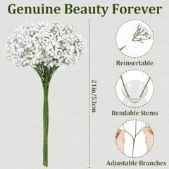 15Pcs Babys Breath Artificial Flowers, Baby Breath Flowers 15pcs White