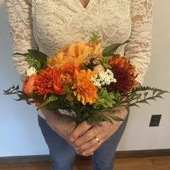 Beautiful Bridal Wedding Bouquet Budget Friendly Faux Flowers Orange Yellow Red