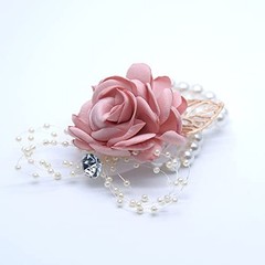 Rose Wrist Corsage Boutonniere Set,Wrist Flower Corsage Wristlet Band Set Red