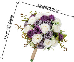 Set of 6 Dusty Purple Bridesmaid Bouquets – 7″ Ivory Flower Decor