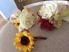 WEDDING FLOWERS BOUQUETS Decorations Sunflowers Burgundy Red 7 Bouquet