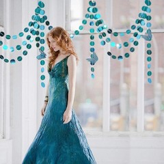 Cheerland Glitter Teal Blue 13 Foot (Pack of 4), Circle Garland