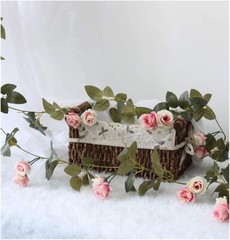 3 Silk – 5 ft Artificial Variegated Rose Flowers Hanging Garlands Vines