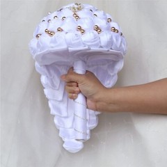 Waterfall Wedding Bouquet Luxury Silk Rose Cascading Flower Bunch Gold Diamonds