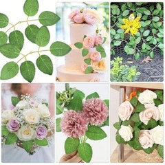 50pcs Floroom Artificial Green Leaves, Rose Leaves Artificial, Bulk Fake