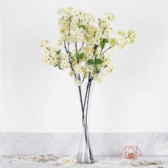 4 IVORY 40″ tall Bushes with Silk Cherry Blossoms Flowers Party Wedding Bouquets
