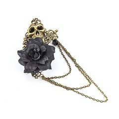 Vintage Skull Rose Tassel Chain Pin Brooch for Men & Women – Punk, Gothic Sui…