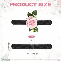 6 Pcs Corsage Wristlet Band, Elastic Wrist Corsage Bracelets Bands, Black