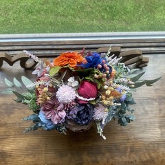 Bridal Wedding Bouquet Budget Friendly Handmade Faux Florals Purple Blue Orange