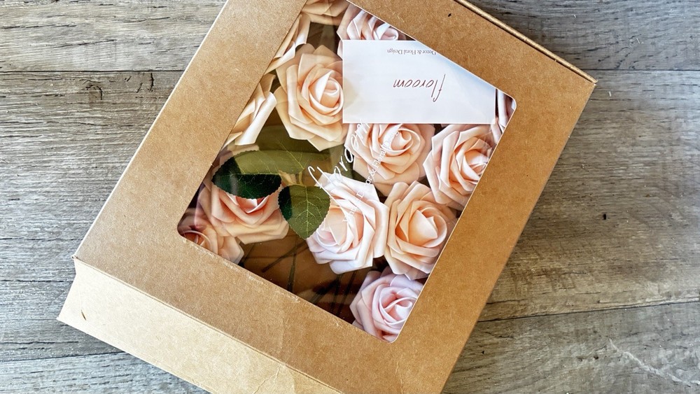 Box Of 14 Individual Short Stem Pink Roses Parties Supplies Wedding