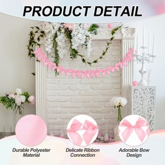 4 String of 13 PCS Peach Pink Bow Garland Banner Decoration Party Bow